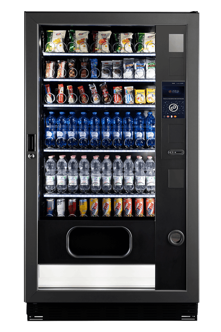 Vendingautomat mit vielfältigen Getränken und Snacks, ideal für Büros und öffentliche Orte.