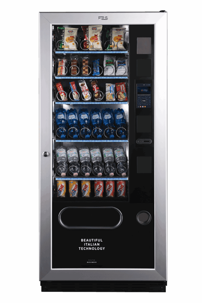 Vendingautomat mit Snacks und Getränken, ideal für Büros und öffentliche Orte. Modernes Design, viel.