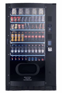 Vendingautomat mit vielfältigen Getränken und Snacks, ideal für Unternehmen und öffentliche Orte.
