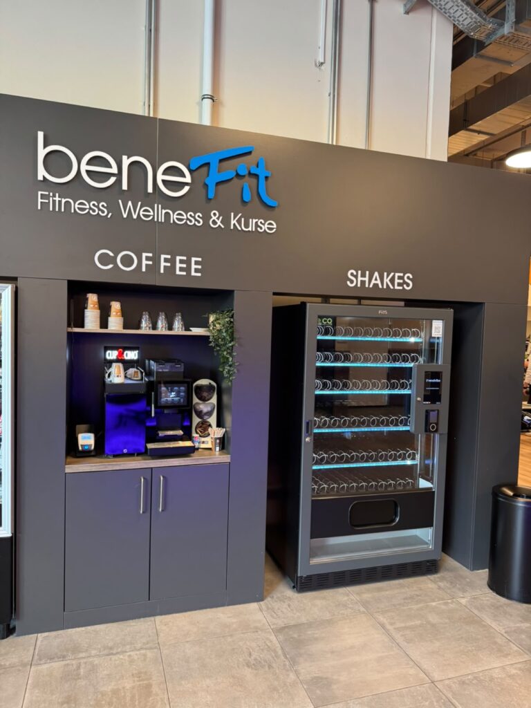 Vendvibe-Automat eingebaut in die Shake-Bar bei beneFit Fitness in Osnabrück